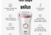 Braun Silk-Ãpil 9 9-720 Epilator for Women for Long-Lasting Hair Removal, White/Bronze